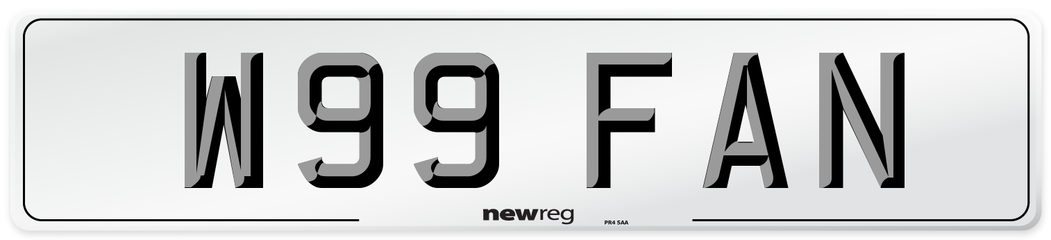 W99 FAN Number Plate from New Reg